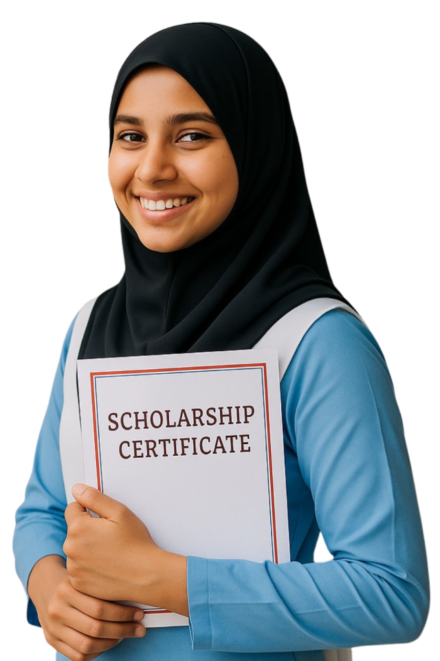 Student with certificate